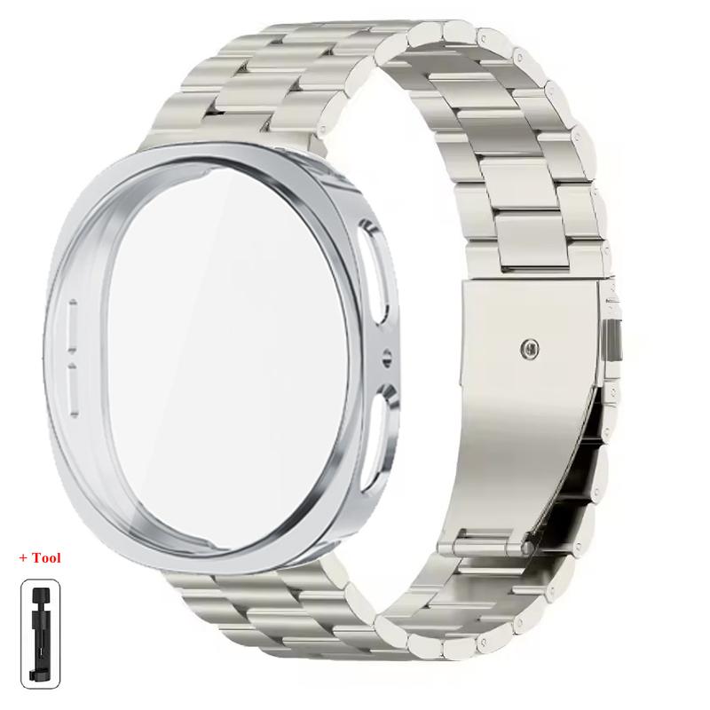 Case+Stainless Steel Strap For Samsung Galaxy Watch 8 44mm 40mm Bracelet+Soft TPU Case Protector For Galaxy Watch 8 44mm Correa