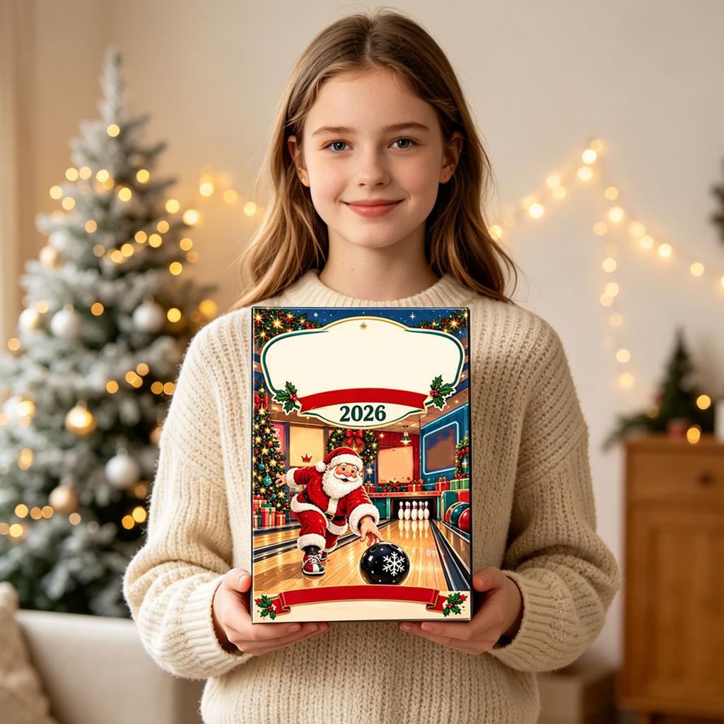 Cutie Avion Acrilică Plată 2D Calendar de Advent de Crăciun cu Ornamente de Bowling pentru Decorarea Numărătorii Inverse a Sărbătorilor