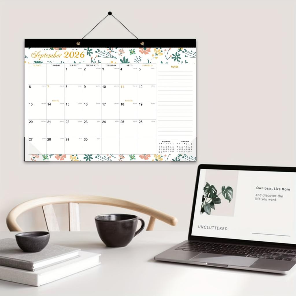 1 Set Desk Calendar 2026-2027: 18-Month Calendar from January 2026 To June 2027 with Schedule & Holidays, 43.18cm X 30.48cm