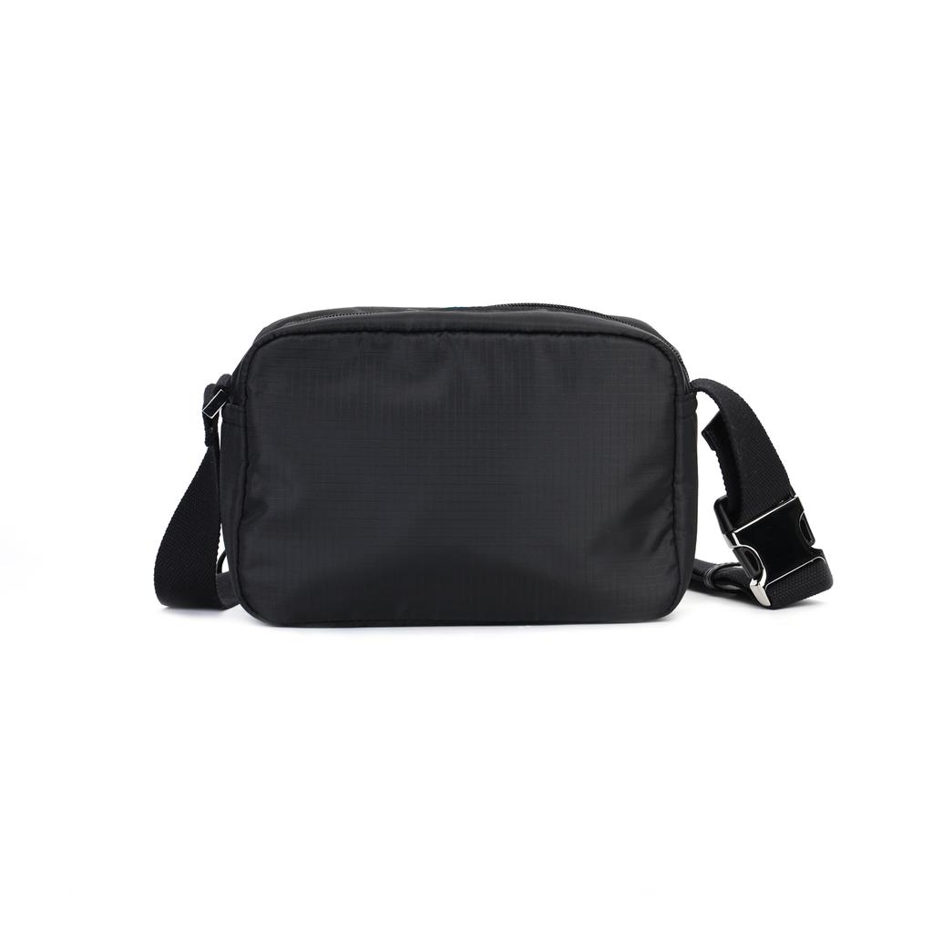 Tory Burch Ripstop Embroidered Logo Patch Top Zip Closure Fabric Shoulder Crossbody Bag Women bags Black 136873-001