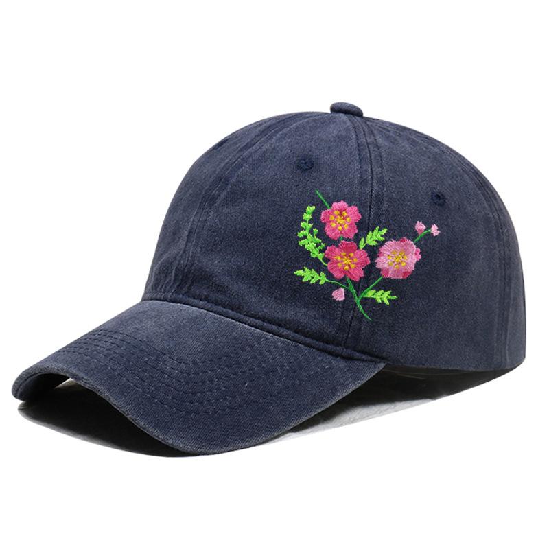 Embroidered Flower Diy Hat Soft Top Outdoor Sun Protection Casual Cotton Baseball Cap Fashionable Spring Summer Hat For Girls