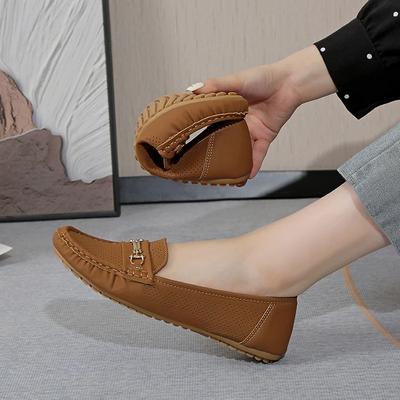 Schuhe Damen Slipper Damen Flats Übergröße Lässige Flats Damen Metalldekoration Runde Zehenpartie Slipper Weiche Sohle Damenschuhe