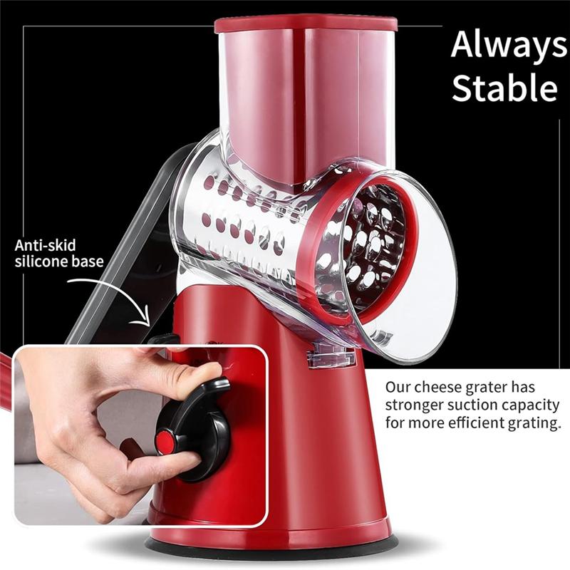 A84X-Cheese Grater, Rotating With Handle, For Vegetables Mandolin Slicer Shredder, Rotary Cheese Shredder красный