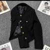 Black Round Neck Fragrant Short Coat French Tweed Top for Little Men