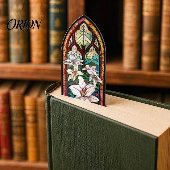 Floral Pattern Bookmark Stained Glass Flower Bookmark, Acrylic Suncatcher Plant Book Page Marker, Gifts for Bookish, Women Retro Style