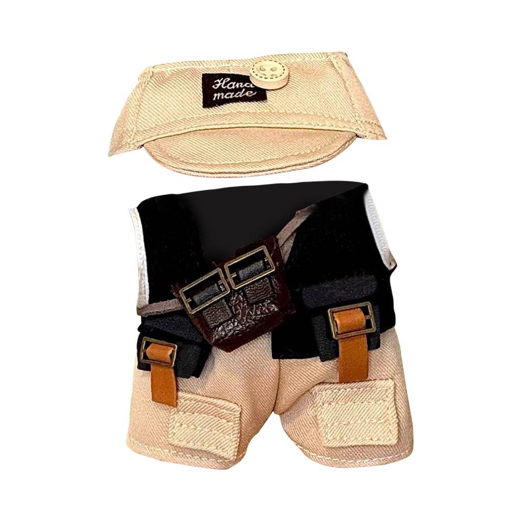 Doll Cloth Pendant Dress Bow Plaid Scarf Set  Plush Doll Dress