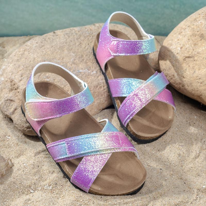 

Summer New Children s Shoes, Girls Colorful Cross Fashion Sandals, Soft Bottom, Comfortable, Fashionable, Shining 26