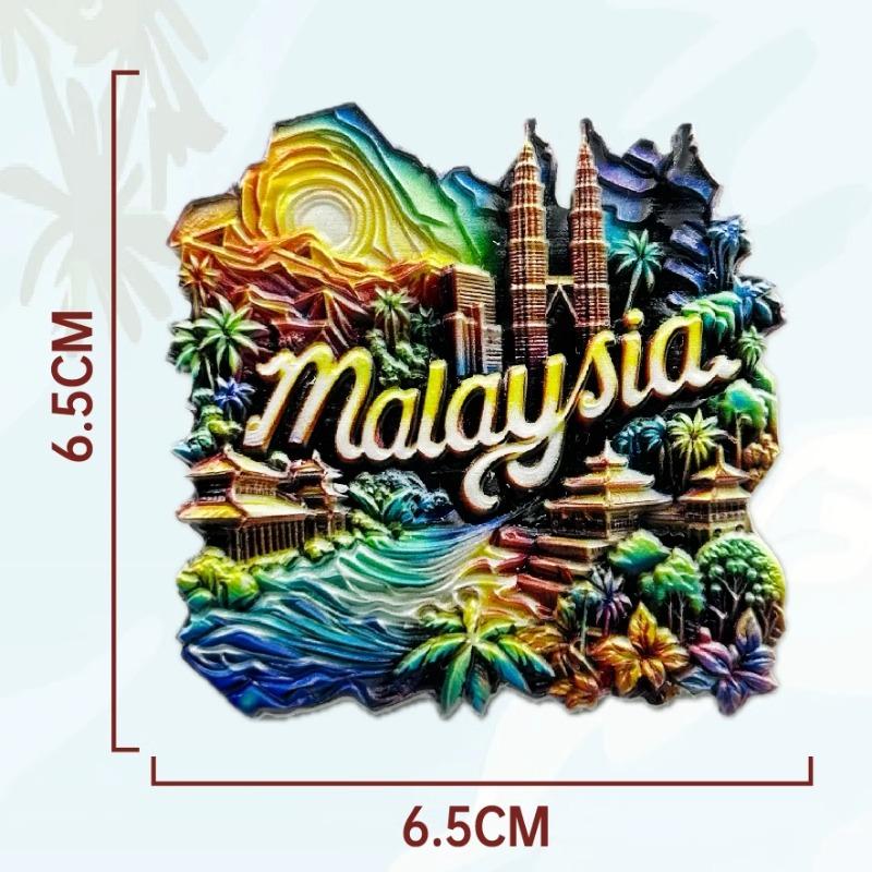 Malaysia Fridge Stickers Kuala Lumpur Travel Souvenirs Hibiscus Flowers Petronas Twin Towers Fridge Magnets Wedding Gifts