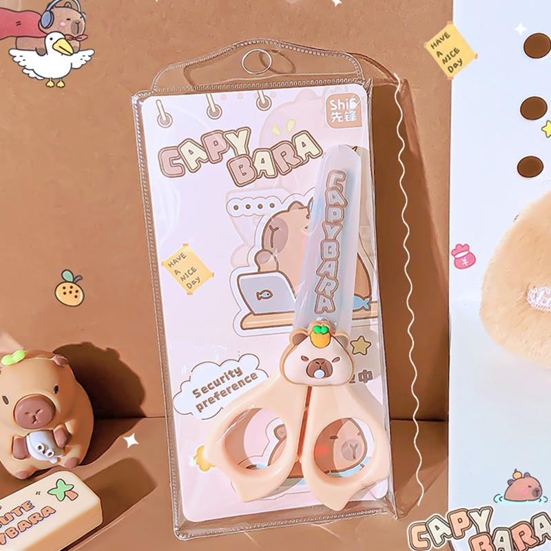 2 ks Kreslená kapybara Dětské nůžky Učební psací potřeby Ručně vyráběné Nůžky na stříhání papíru Bezpečné Nůžky na stříhání papíru