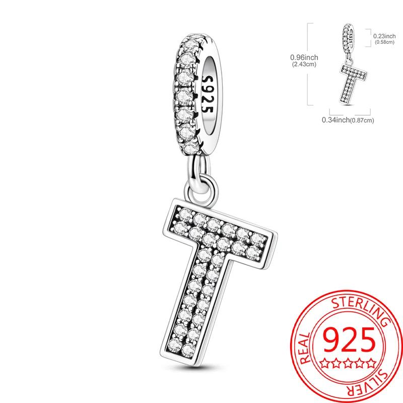 Copper 26 Letters Alphabet Charms Bead Inlaid Shiny Zircon Diy Love Letters Jewelry Gift Fit Original Bracelet For Women