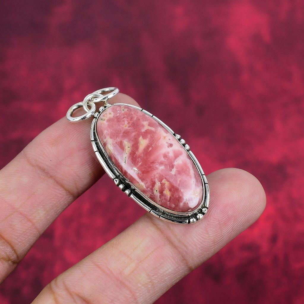 Rhodochrosite Jewelry, 925 Solid Sterling Silver Pendant, Handmade Gemstone Jewelry Pendant, For Memorial Day
