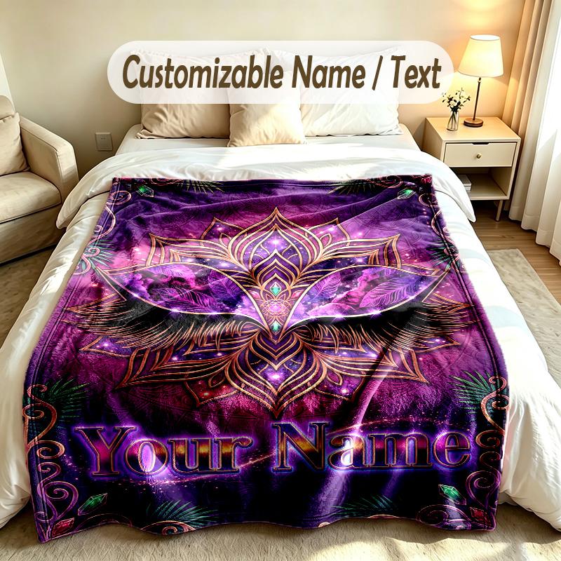 Fantasy Magic Theme Soft Blanket Personalized Custom Name Text Print Warm Blanket Home Sofa Bedroom Decor