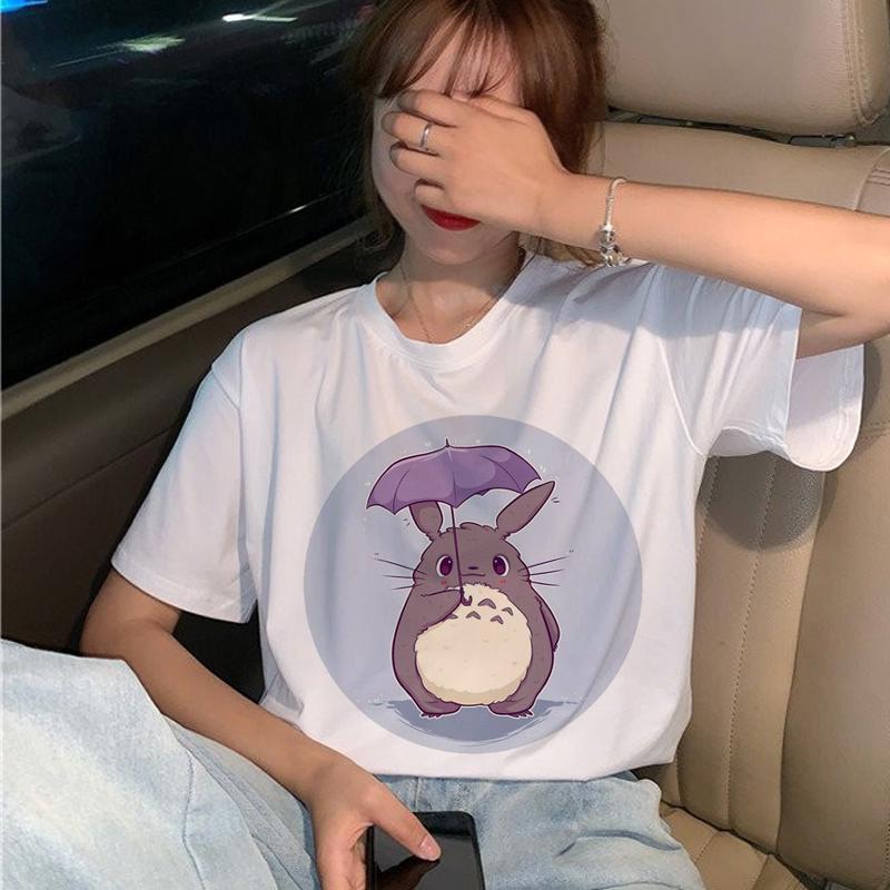 New Totoro T Shirt Women Studio Ghibli Kawaii 90S Graphic T-Shirt Harajuku Miyazaki Hayao Ullzang Tshirt Top Tees Female