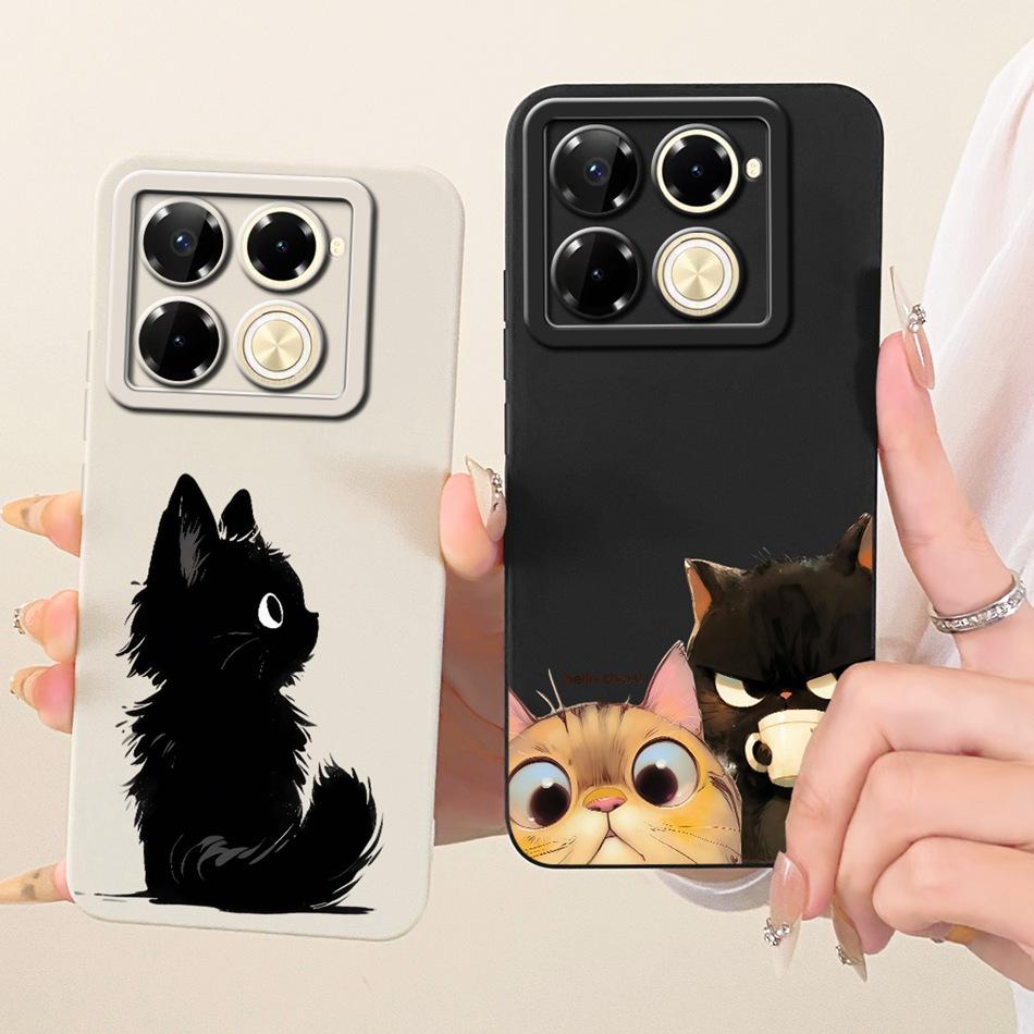 For Infinix Note 40 Pro 4G 5G / Note 40 Pro+ / Note40 X6853 Cute Cat Flower Cartoon Phone Case Soft Silicone Cover Bumpers