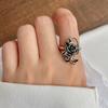 Buyee 925 Silver Rose Flower Open Ring for Women Elegant Fashion Jewelry Big Circle Gift Ethnic Fine Female