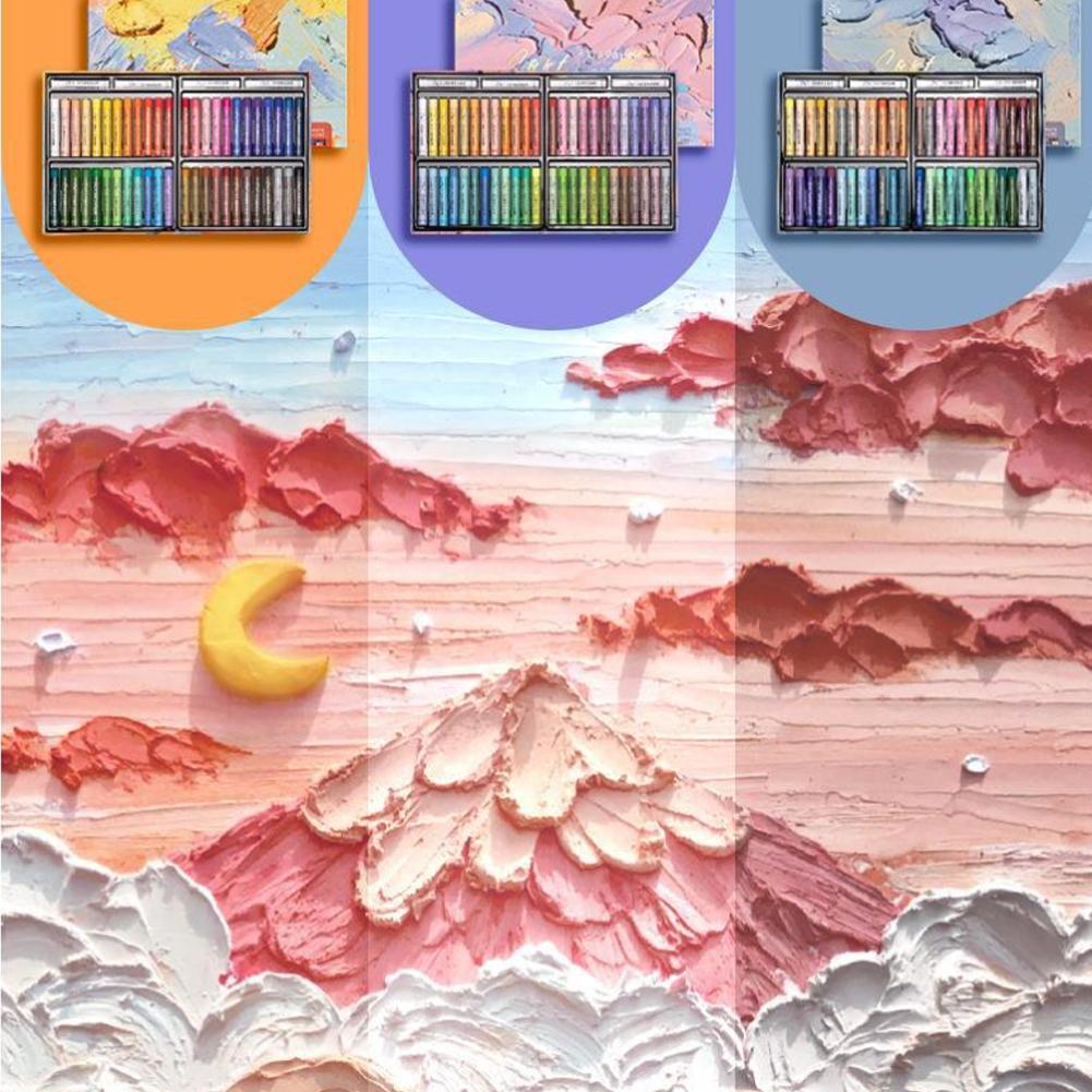 Set di Pastelli a Olio Morbidi Professionali da 24/48 Colori Pastelli Bianchi per Pittura Materiali Artistici Strumenti per Pittura per Artisti Studenti Regali