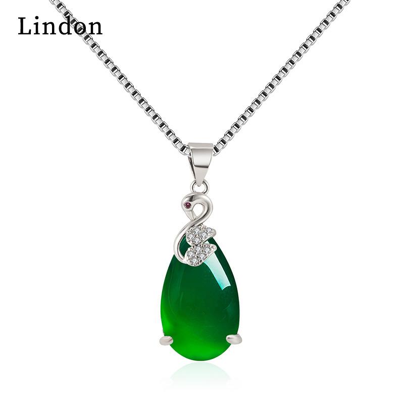 

Женское ожерелье Lindon, кулон из медного сплава, циркон, модный подарок зелёный