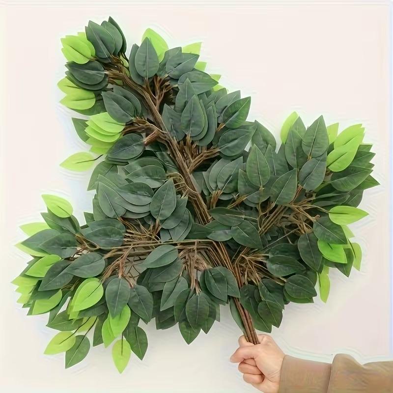 36pcs Realistic Fake Tree Branches and Leaves Heavy-Duty Plastic Greenery with Lush Dark Green Foliage Indoor/Outdoor Decoration