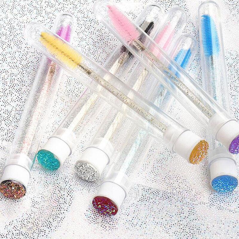 3pcs Eyelash Eyebrow Brush Mascara Wands Diamond Tube Crystal Handle Lash Applicator+
