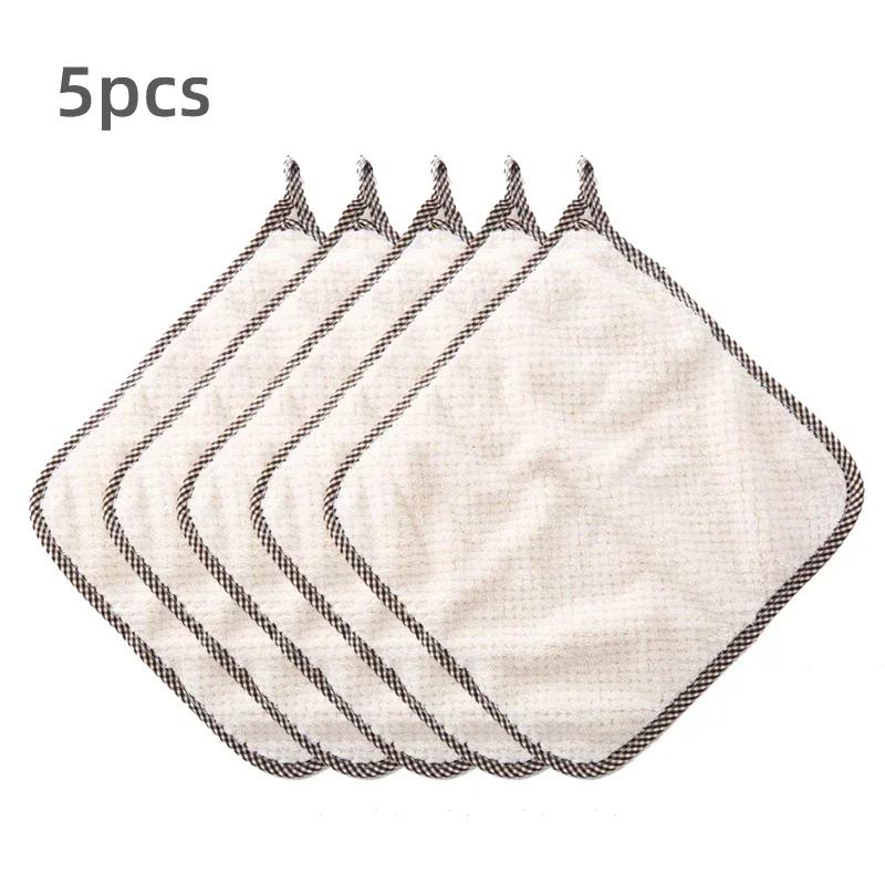 Double-sided Soft Skin-friendly Coral Fleece Towel Quick Drying Super Absorbent Hanging Kitchen Dishwashing Cleaning Cloth Tools