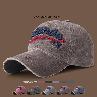 Vintage Outdoor Buchstaben Stickerei Gewaschene Baseballcaps Herren- und Damen-Freizeit-Sonnenschutz Kappe mit gebogenem Schirm