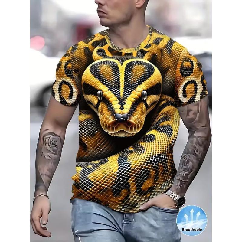 Men's 3D Fun Art Printed T-Shirt Round Neck Funny Casual Short Sleeve Top