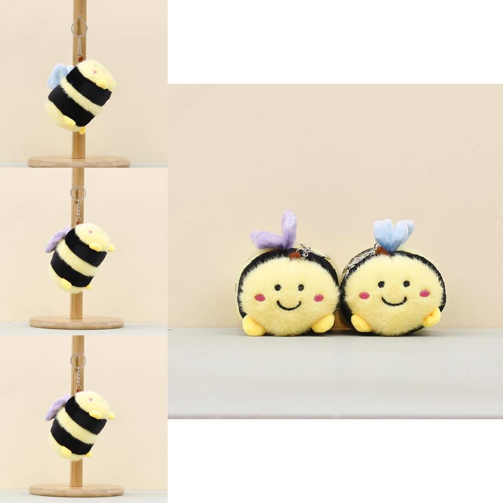 Adorable Bee Plush Doll Keyring With Short Pile Fabric For Kids And Collectors