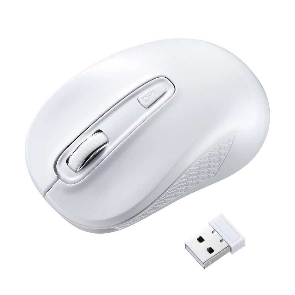 Sanwa Supply Wireless Blue 3 Symmetrical Medium White Mouse, LED, Buttons, Shape, Size, MA-WBL41WN