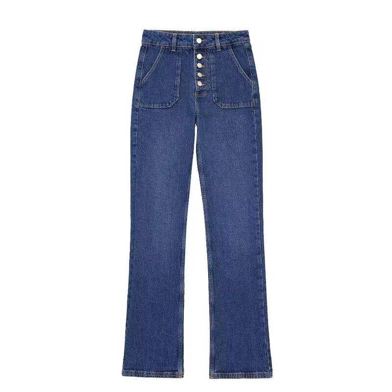 Fashion Style 2024 Summer New Arrival Women's Clothing Silm Easiest for Match High Waist Straight Speaker Denim 6164076