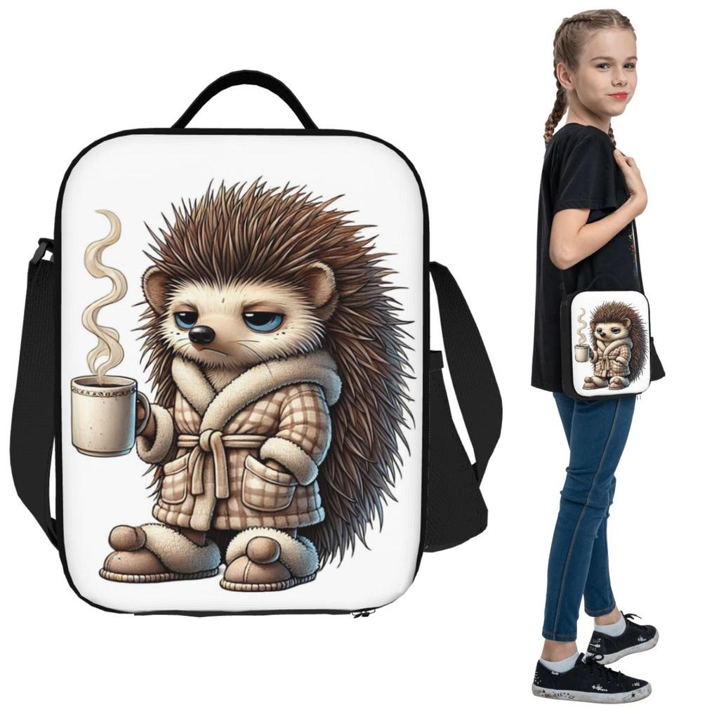 Tired Hedgehog Lunch Bags Insulated Bento Box Waterproof Lunch Tote Resuable Picnic Bags Cooler Bag for Woman Student Travel