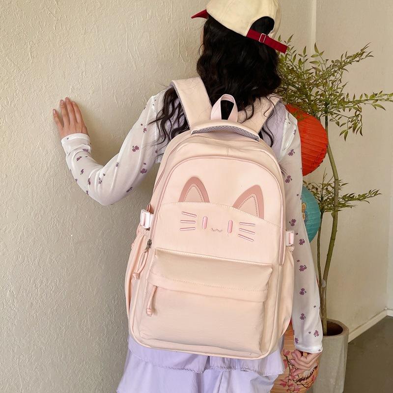 Schoolbag Japanese ins cartoon cat schoolbag female primary and secondary school students versatile cute college style light travel backpack