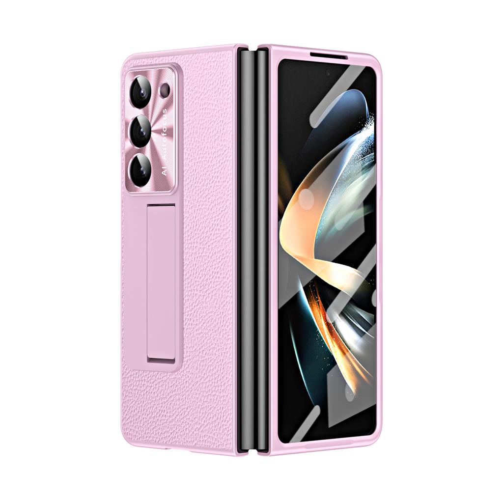 Leather for Samsung Galaxy Fold 6 5 4 3 Case Slim Hard Stand Protective Film Cover Stand Mental Holder Shockproof Luxury