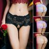Ropa interior sin entrepierna para mujer, bragas de encaje huecas con entrepierna abierta, transparentes