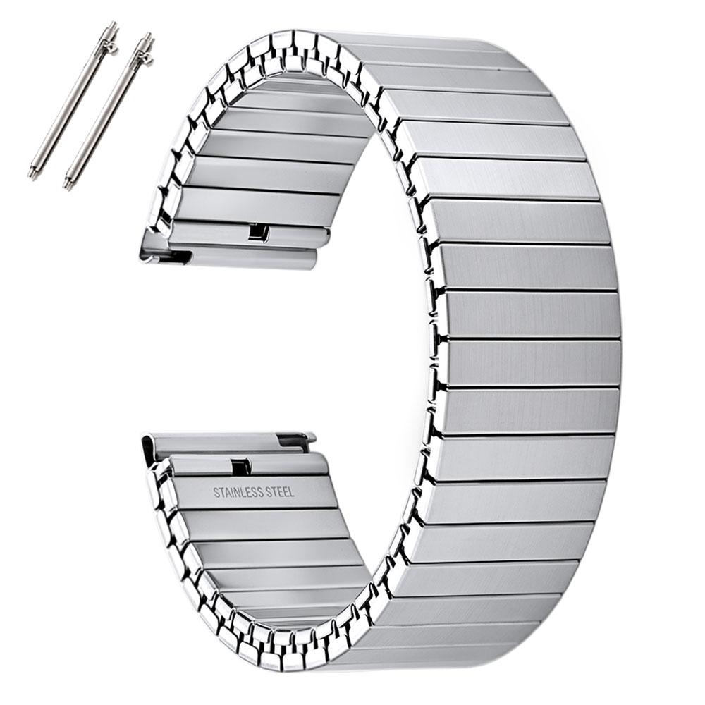 

18mm 20mm 22mm Stretch Expansion Stainless Steel Watch Band Strap Metal Elastic Belt Accessories Men Women Matte Strap Bracelets L-22mm срібний