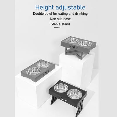 Elevated Dog Bowls Prevent Slip 3 Heights Adjustable Raised Dog Bowl with 2 Stainless Steel Dog