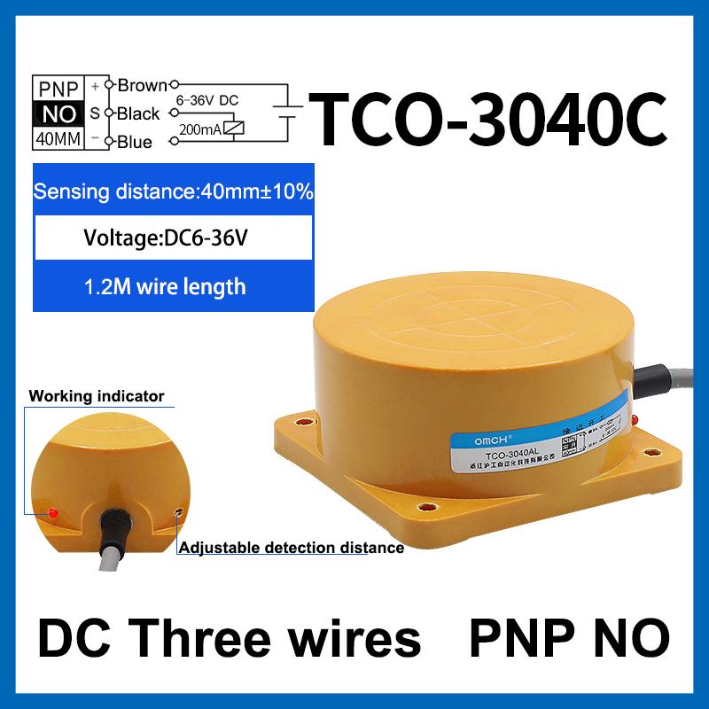 

TCO-3040 40 мм расстояние срабатывания круглый металлический индукционный датчик приближения два или три или четыре провода NPN PNP NO NC