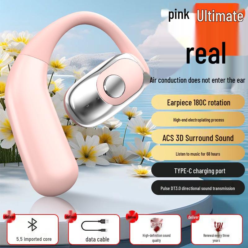 In-Ear Wireless Bluetooth Earhook Headphones with Long Battery Life for Business and Sports