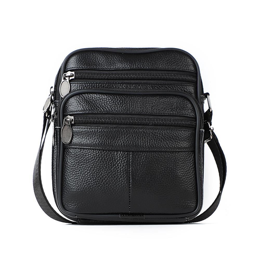 Men's Genuine Leather Vertical Crossbody Messenger Bag