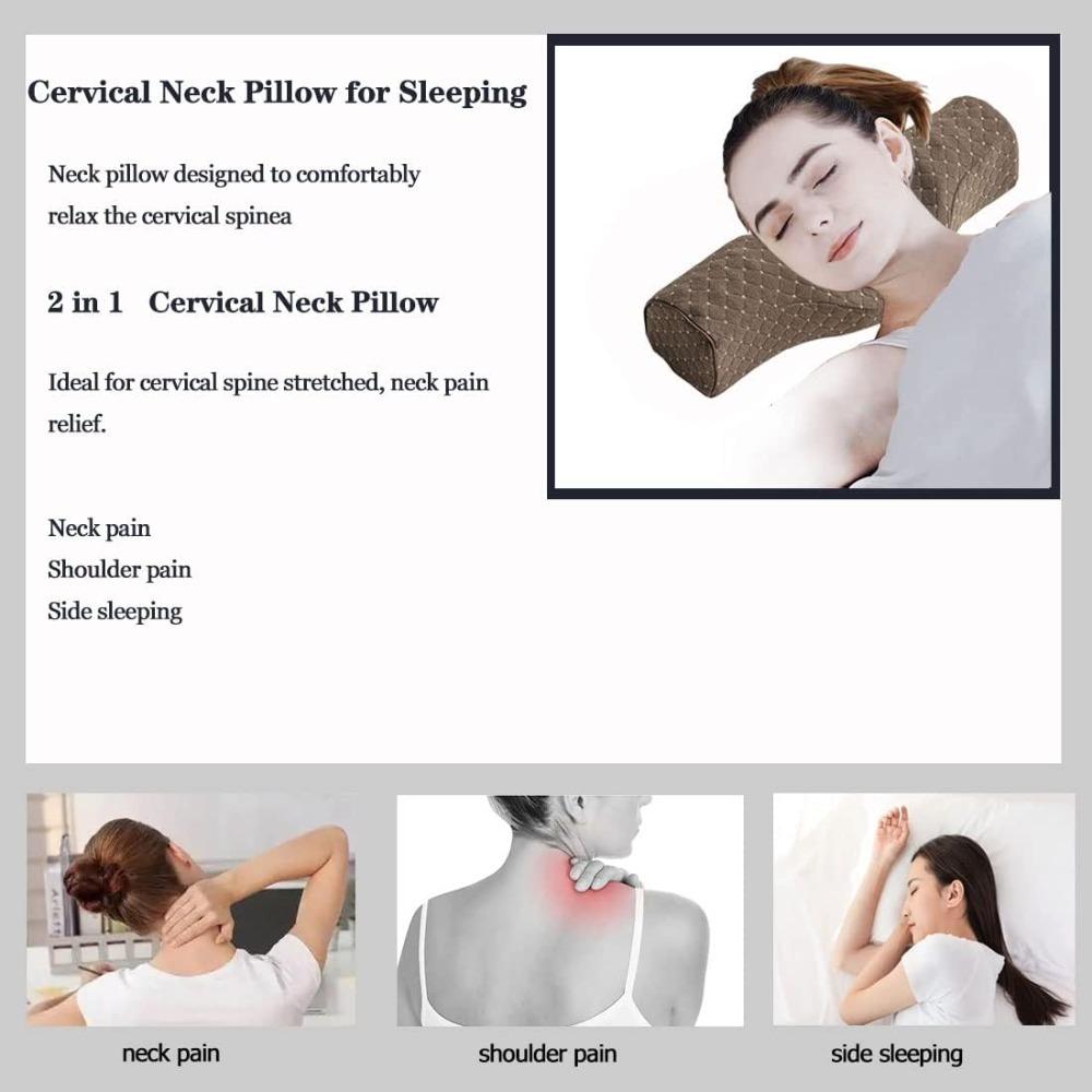 Pernă Cervicală pentru Gât pentru Dormit cu Alinare a Durerii, Pernă Rulou pentru Gât Spumă cu Memorie, Pernă Cilindrică de Călătorie pentru Pat pentru Persoane care Dorm pe Lateral, Persoane care Dorm pe Spate. (albastru)