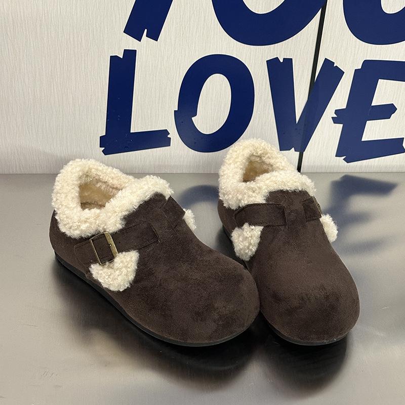 BK2 Plush Birkenstock Snow Boots 22 Autumn and Winter New Retro Platform Loafers Cotton Shoes