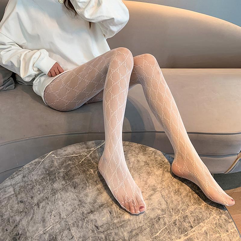 Ciorapi negri, G subțire mic, jambiere cu litere englezești, șosete din plasă jacquard