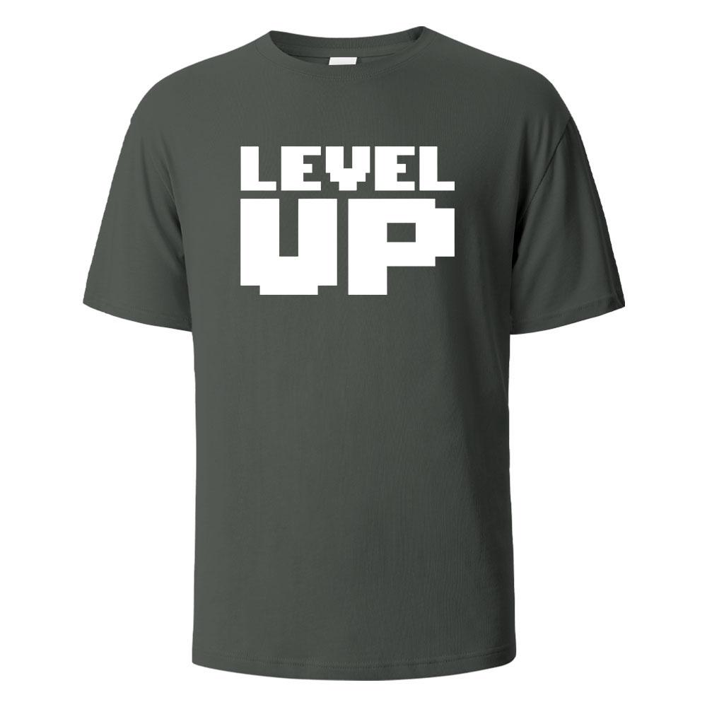 Mens Printed TShirt Level Up Basic Streetwear 100 Cotton Tops For Men Women Summer Breathable ShortSleeved Oneck Basic Tees