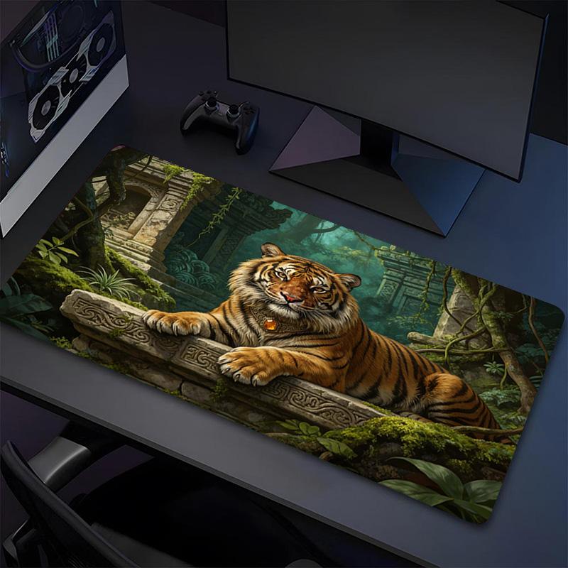 Tiger Temple Xl Gaming Mouse Pad Nonslip Rubber Base Stitched Edge Waterproof Desk Mat For Pc Laptop Gamer Office Computer Accessories C927645