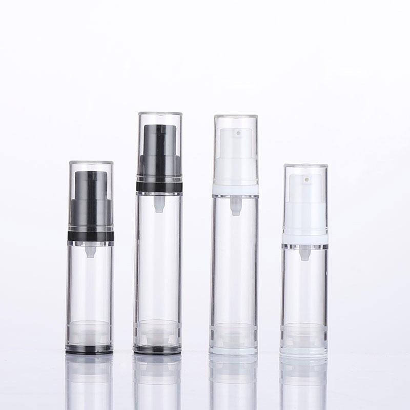 In Stock 5ml 10ml 12ml 15ml Black and Clear AS Mini Serum Sample Airless Lotion Bottle With Black Pump