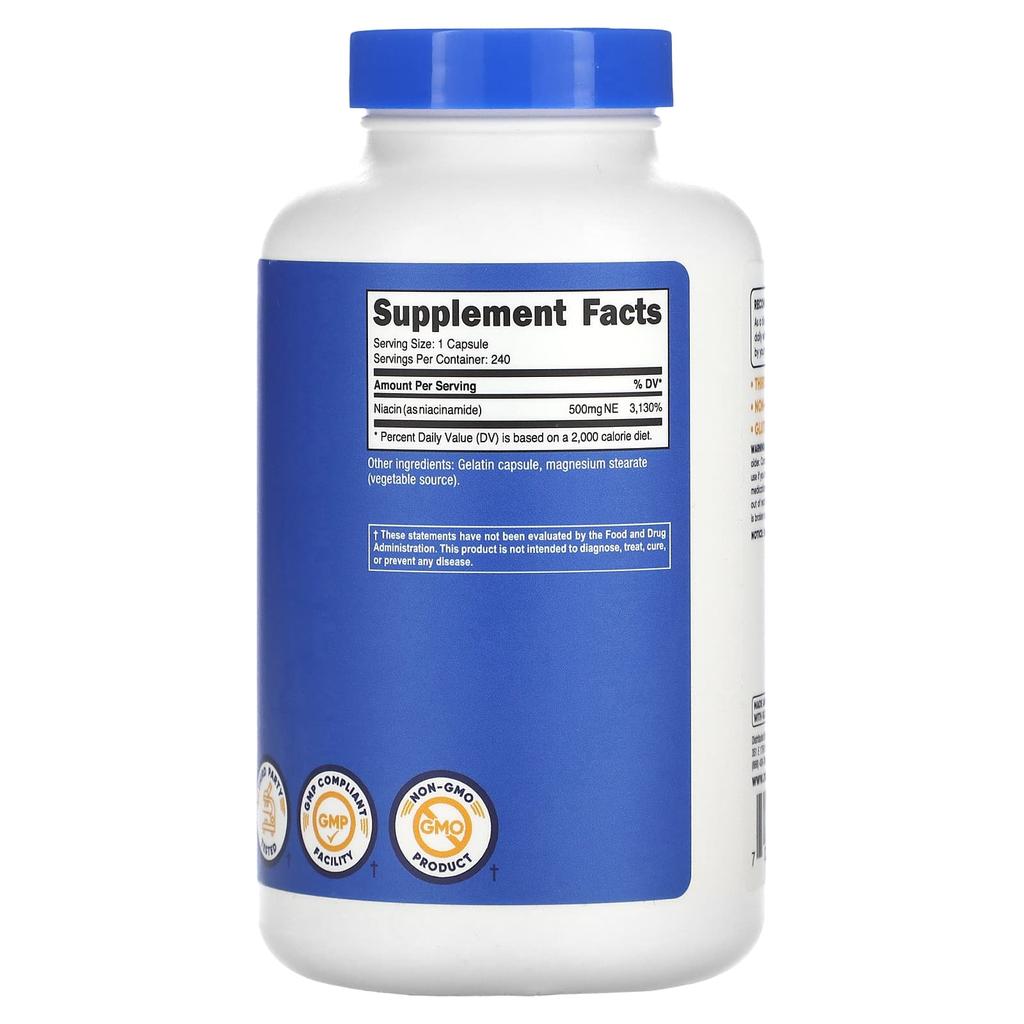 Nutricost Niacinamide, 500 Mg, 240 Capsules