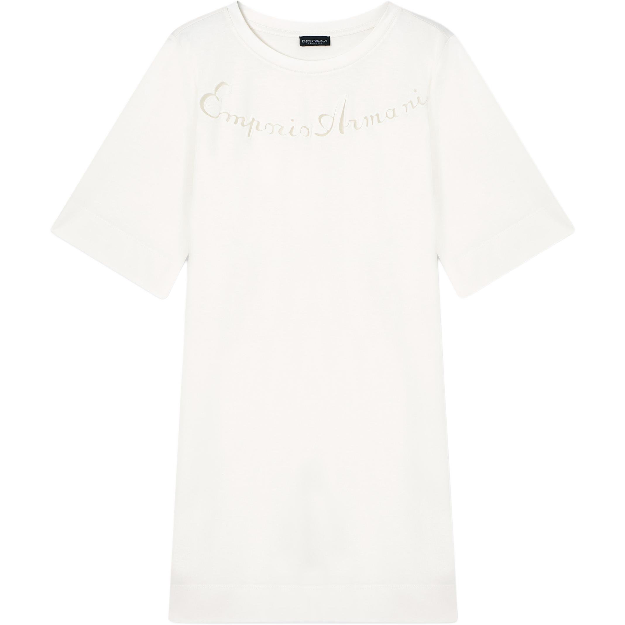 Emporio Armani Round Neck Logo Hollow Out Pullover Regular T-Shirt Women Tops EW000618-AF20243-U1131 S