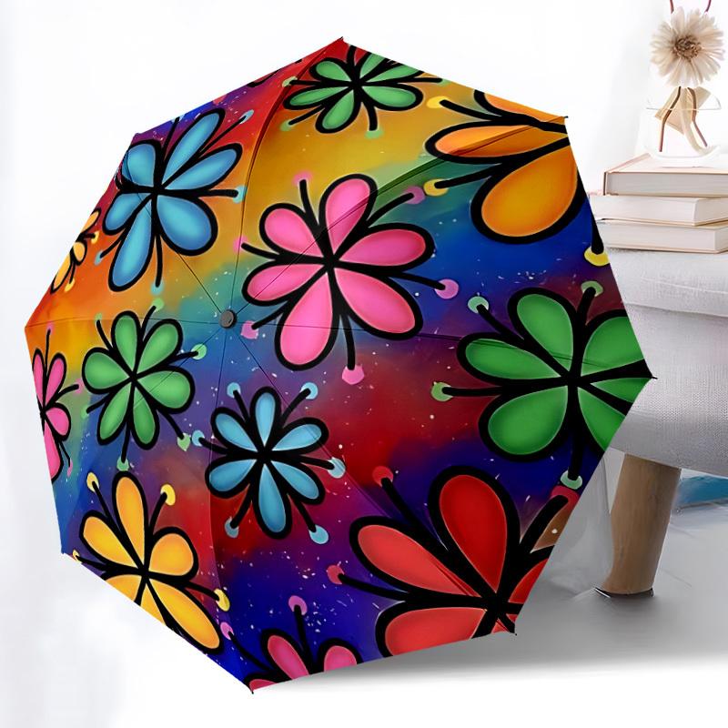 

1pc Colorful Flowers Automatic Umbrella - Automatic Opening And Closing, Sturdy Iron Frame, Formal Occasions yy251018116
