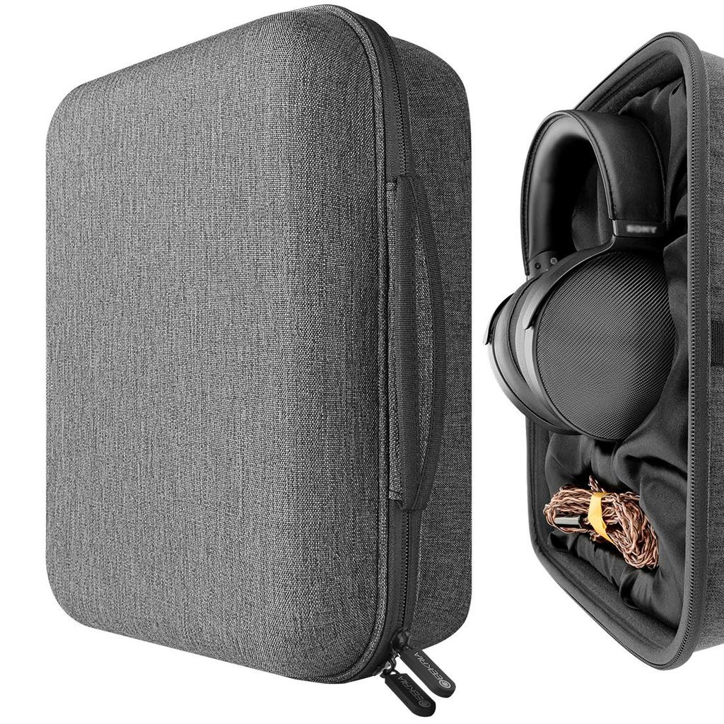 Geekria Shield Headphone Case, Compatible with Audio-Technica ATH-AWKT, Sony MDR-Z1R, and Denon AH-D9200, Hard Shell Case for Travel, Includes Storage