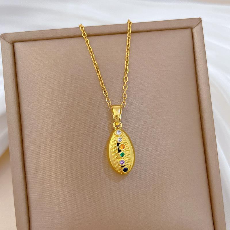 Titanstahl, Außenhandel Explosionsfarbe Leichter Luxus Temperament Wunderschöne Voll Diamant Halskette Damen Vielseitige Schlüsselbeinkette