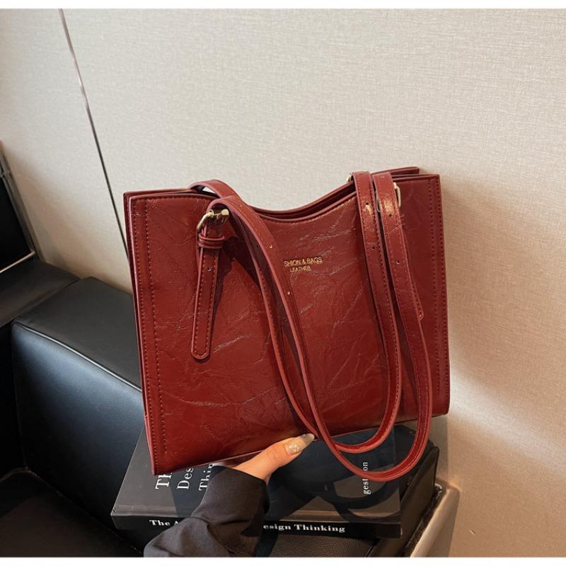 

Модная ретро красная сумка большой вместимости женская новая весенне-летняя универсальная сумка через плечо для поездок на работу, сумка-тоут бордовый